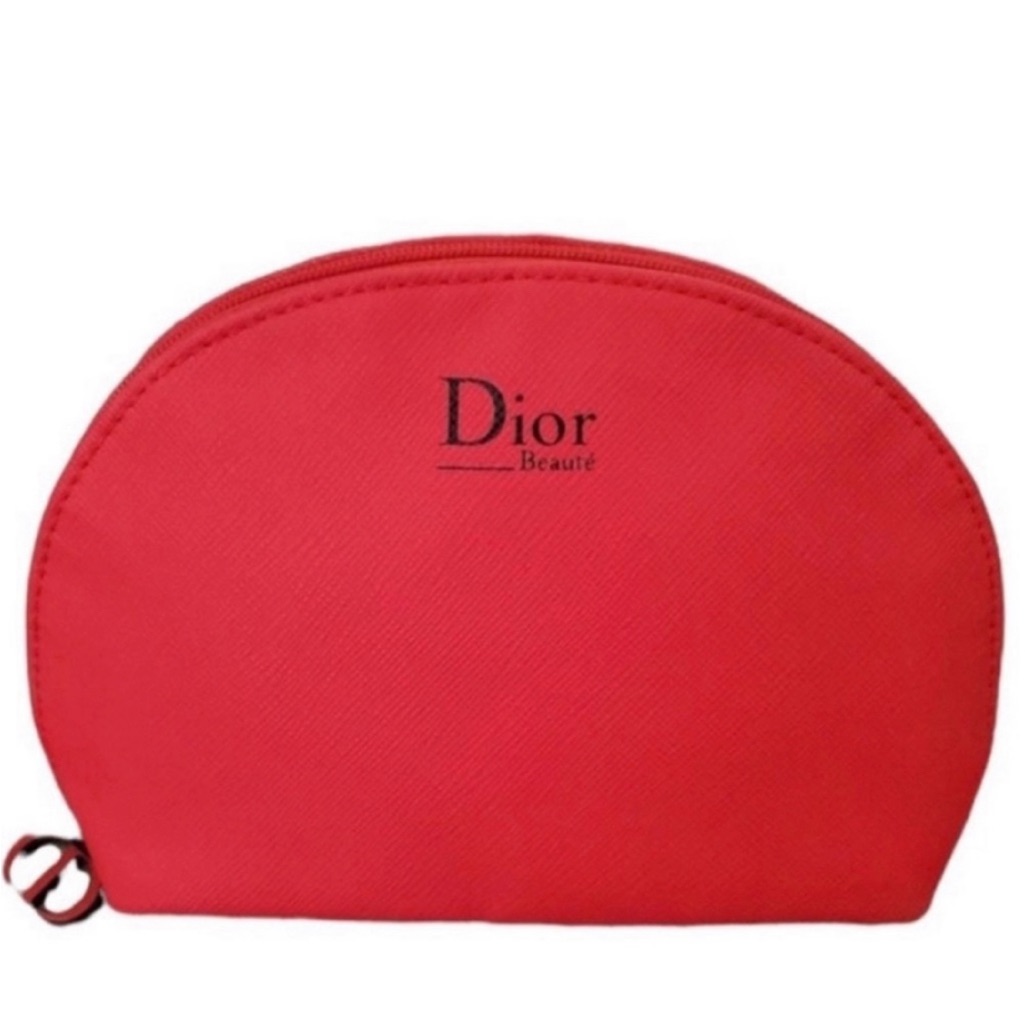 Dior Red Beaute’ Cosmetic Bag And Nude Velvet Lipstick Card